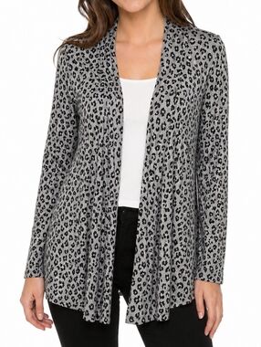 Leopard Print Gray & Black Cardigan NWT